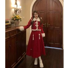 过年国风红色小香风套装裙女秋冬新中式改良汉服小个子穿搭一整套