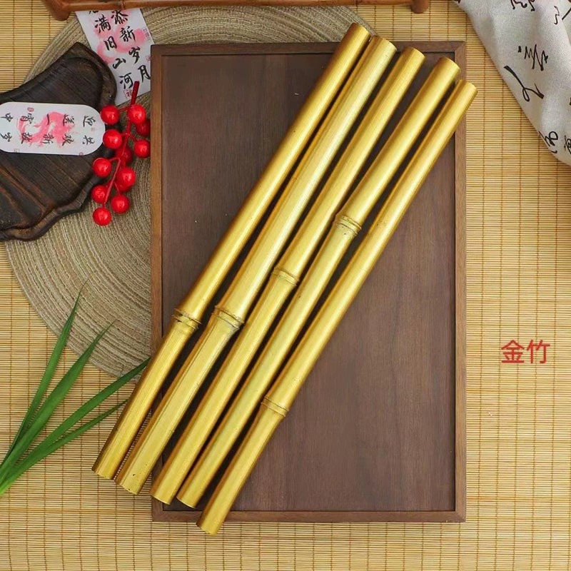 Varilla de bambú dorado natural color primario bambú ramo floral arreglo floral material bendición cubo decoración de Año Nuevo accesorios de flores de víspera de Año Nuevo