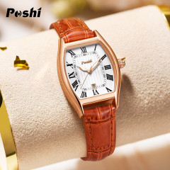 2023POSHI Student Quartz Watch Waterproof Calendar Simple Elegant Belt Watch Fashionable Temperament Ladies Watch