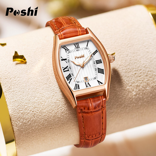POSHI Student Quartz Watch Waterproof Calendar Simple Elegant Belt Watch Fashionable Temperament Ladies Watch