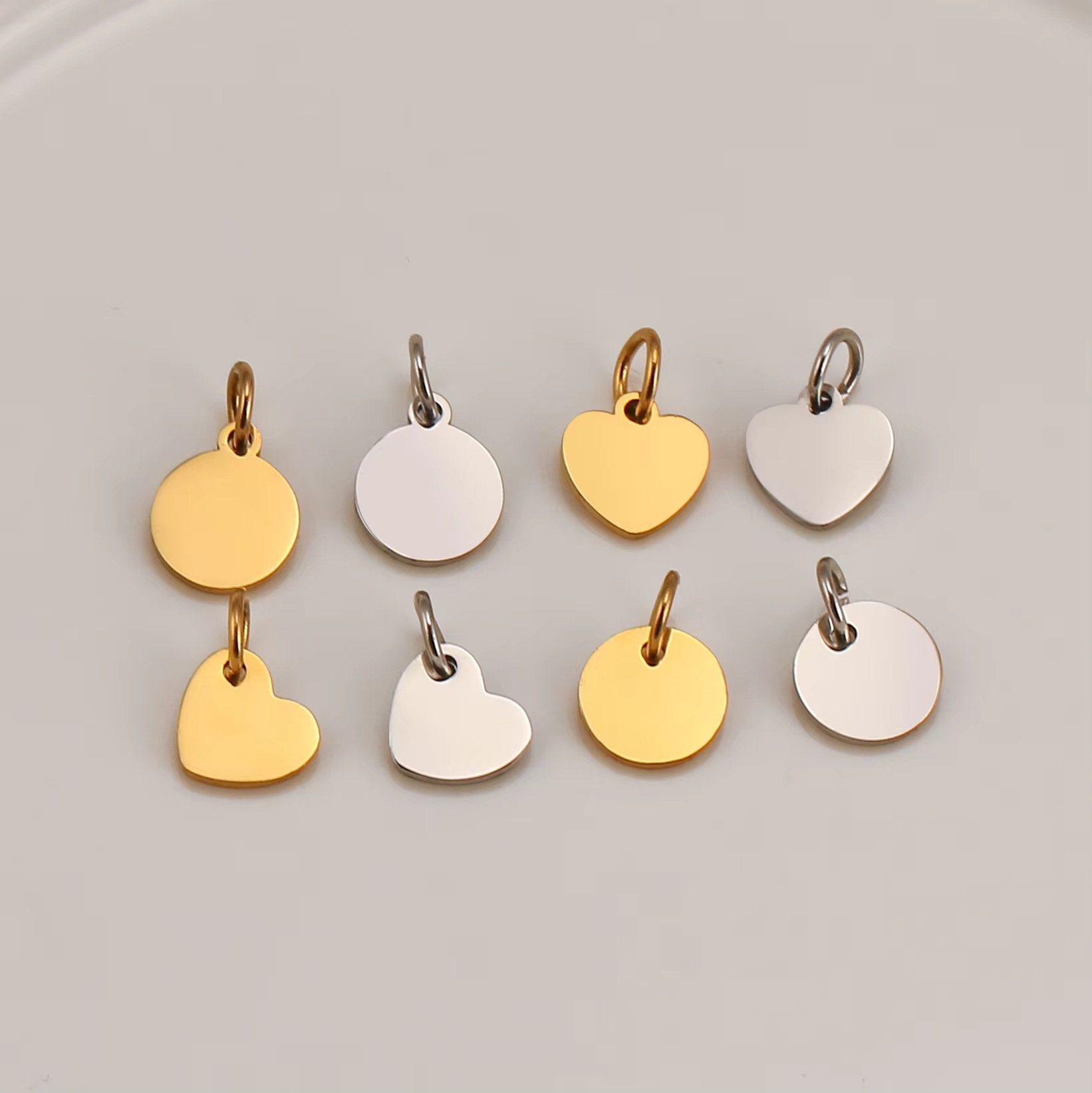 3g Weight Pendant Jewelry Making Type Real Gold Plated Plating Material 5 PCS/Package Quantity 304 Stainless Steel Material Heart Shape, Rectangle Pattern Simple Style Style Plating Craft 5 PCS/Package Stainless Steel Heart Shape Rectangle Polished Pendant Tail Plate 6