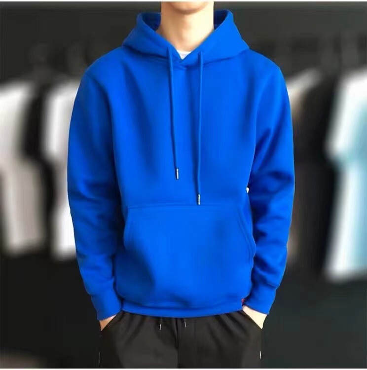 Spring and Autumn style Korean style loose plus size men's sweater pullover hooded cotton hoodie comfortable plus size solid color fashion top