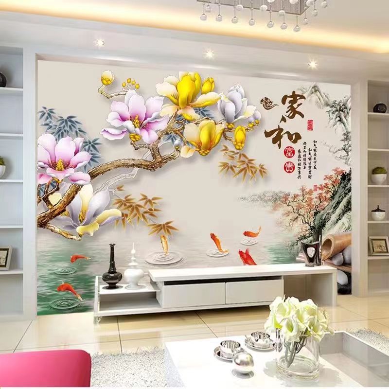 3d北欧电视背景墙布5d网红客厅卧室装饰墙画8d立体现代影视墙壁纸|undefined