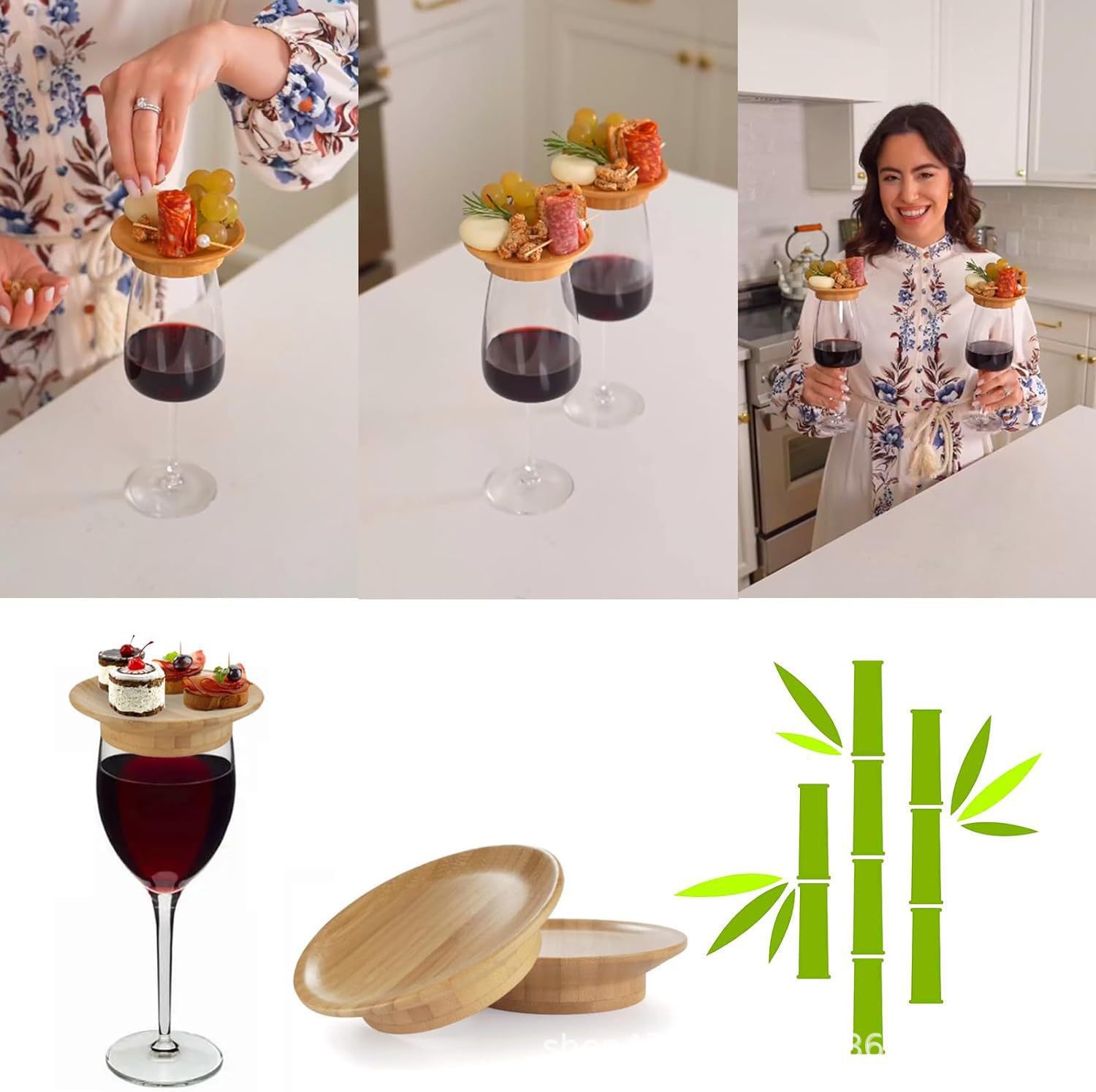 Amazon Wine Glass Charcuterie Topper copa de vino tablero de comida cocinada copa de vino tinto de madera