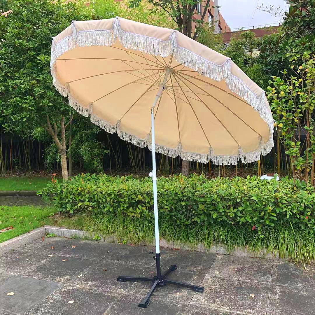 Cross-border outdoor 2.2-meter tasseled polyester wood-colored…