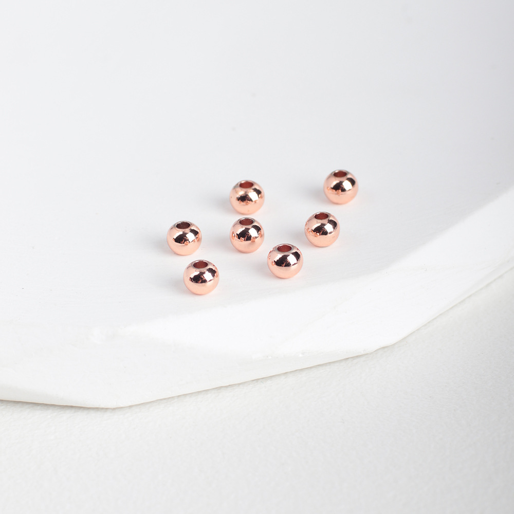 Color-Preserving Copper-Plated 18K Gold-Plated Small Gold Beads Solid Round Bead Bracelet Necklace Spacer Beads DIY Handmade Beaded Jewelry Accessories 4