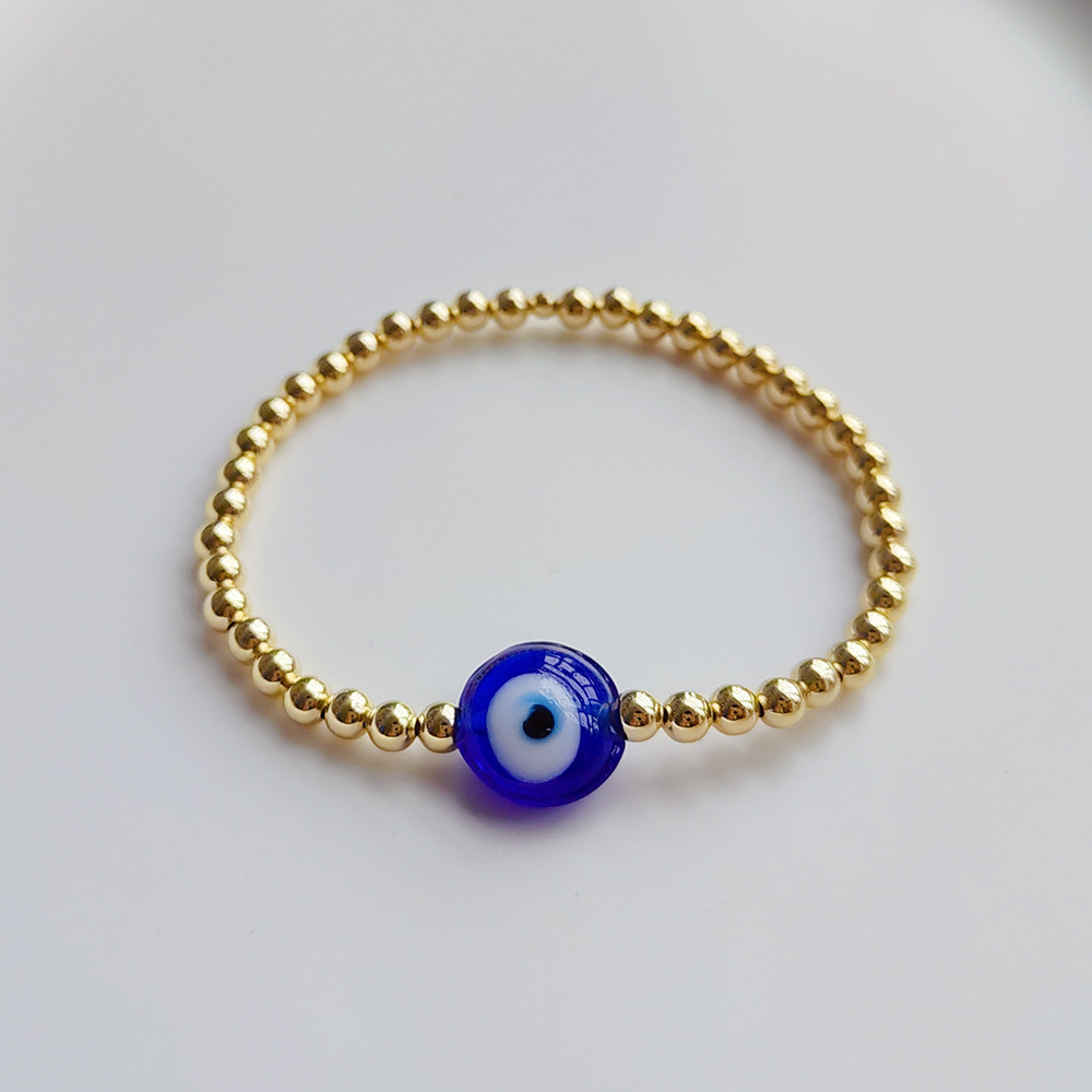 1 Piece Quantity Retro Devil's Eye Glass Copper Plating 18k Gold Plated Bracelets