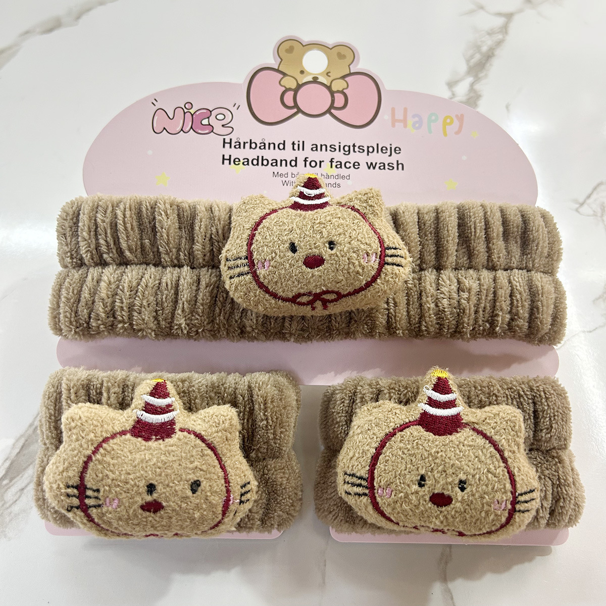 Banda de cabello de moda con tarjeta de papel dulce decoración de animales pequeños de peluche de lavado banda de cabello de dibujos animados correa de muñeca tridimensional