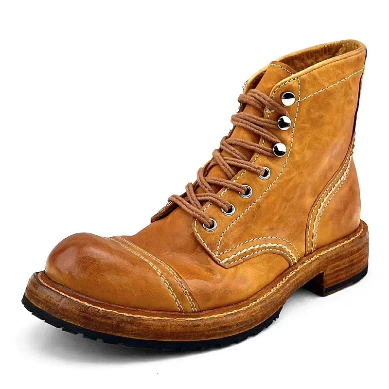 Мужские высокие ботинки Goodyear 8111, рабочие ботинки из натуральной кожи, высокие ретро-ботинки в стиле амекаджи