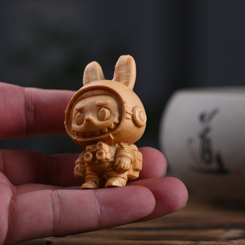 シダーウッドカボチャラブブナイトシャー歯のない木製漫画かわいい人形クリエイティブホームデスクトップ装飾品卸売|undefined