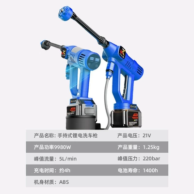 High pressure car wash water gun: gun integrated brushless car washing machine