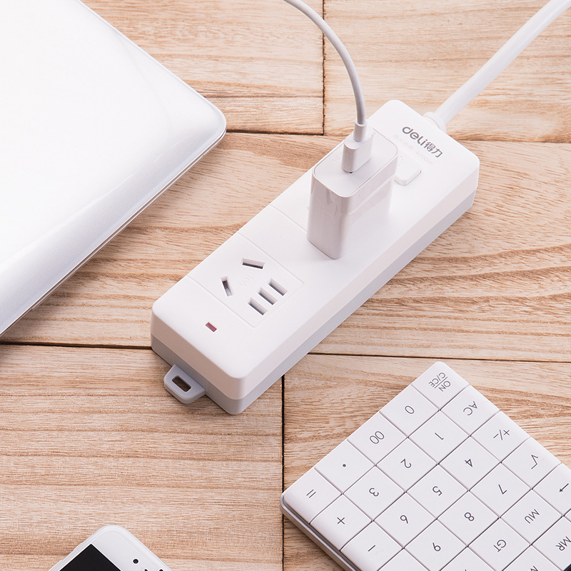 得力16A大功率插座4kw转换器插排插线板2位2米总控开关18265