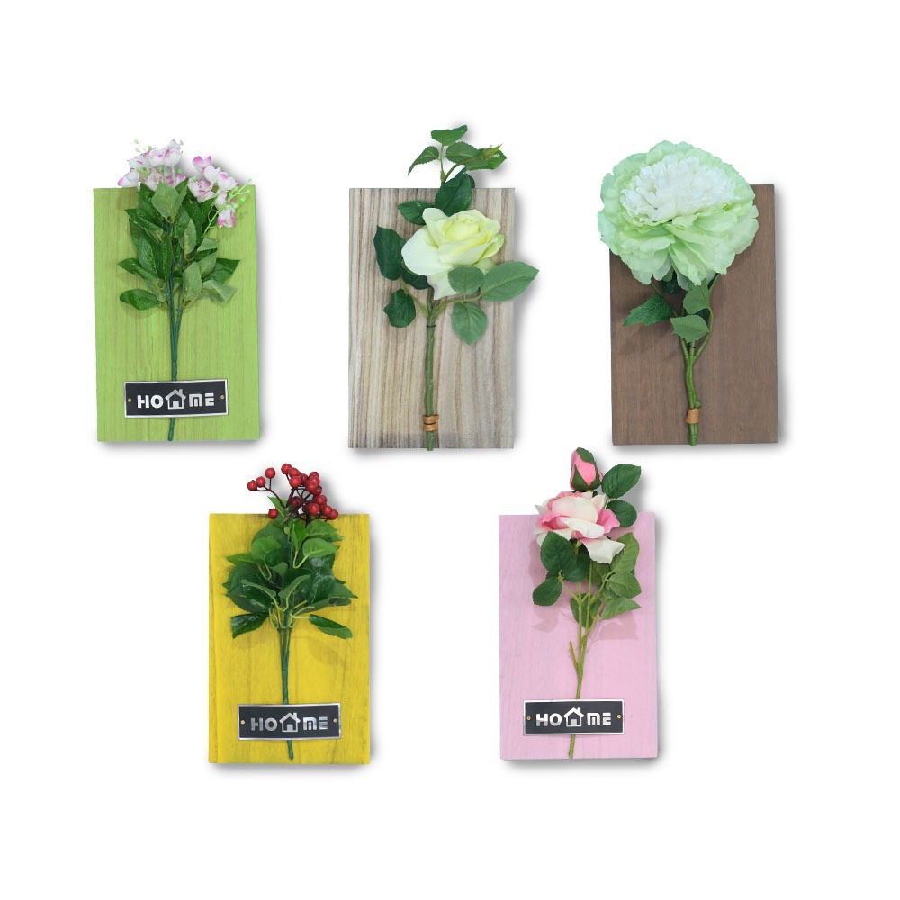 Mayorista nórdico ins tablero de madera de color flor simulación decoración de pared colgante artesanía decoración del hogar partición de madera