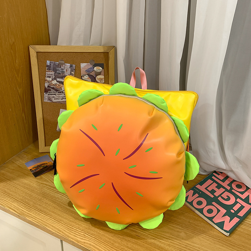 2025 Summer New Cute Hamburger Cartoon Backpack Women's Large Capacity Funny High-value Backpack