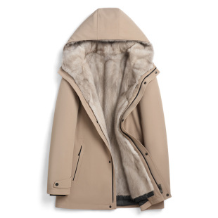Winter New Men's Mink Coat Hooded Jacket Silver Blue Mink Whole Mink Liner Fur Genuine Leather Jacket Men's Thickeneded