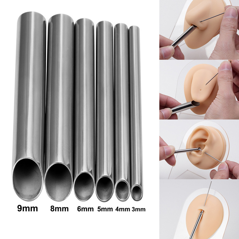 Stainless steel lead tube anti-puncture perforation ring bead-piercing nose stud earrings puncture needle highly polished jewelry puncture
