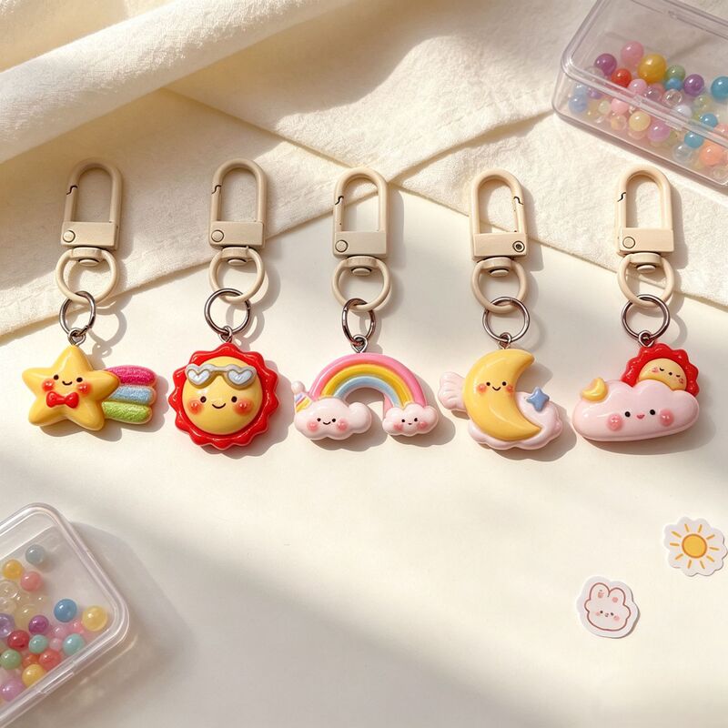 Creative Weather White Clouds Sun Rainbow Keychain Cute Personalized Bag Cartoon Resin Pendant Girl Trinket Creative Weather White Clouds Sun Rainbow Keychain Cute Personalized Bag Cartoon Resin Pendant Girl Trinket
