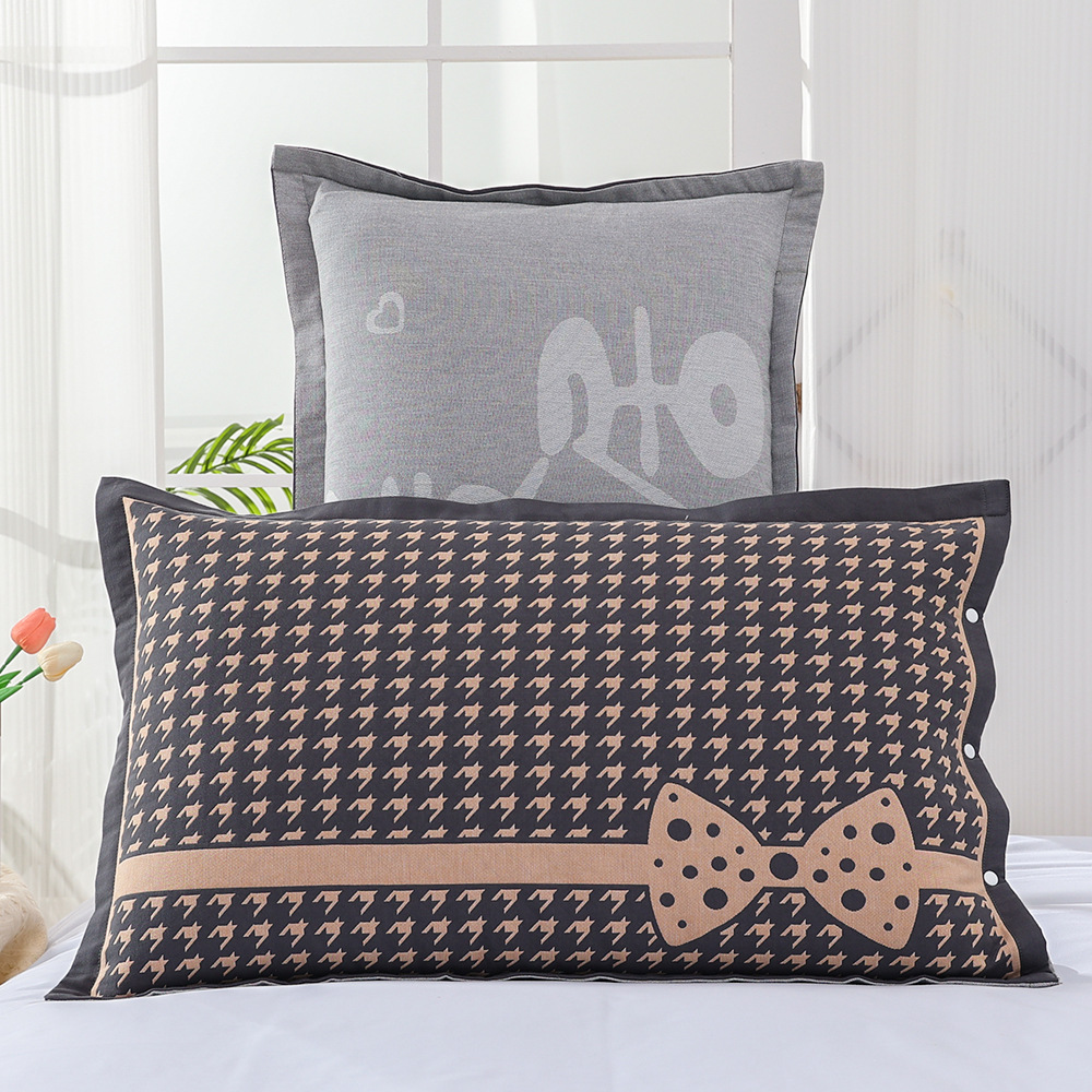 Houndstooth 활 베개 케이스 다크 브라운