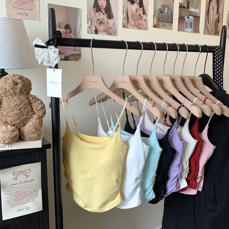 Pure Desire Sexy Inner Wear Small Suspbottomer Women's Summer Tight-Fitting Slimming Look Bottoming Vest with Breast Pads and Beautiful Back Outer Top