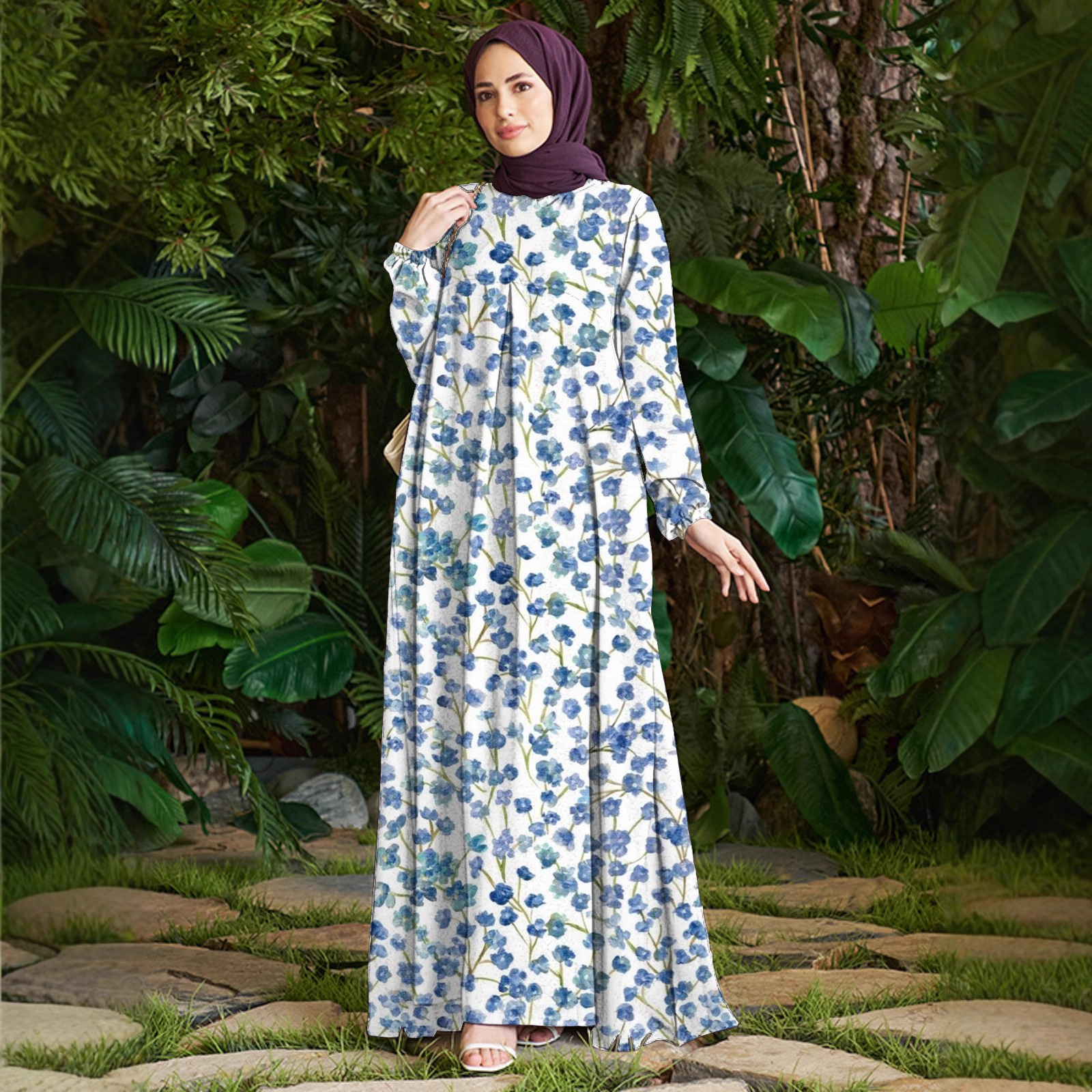 2025 Autumn New Fashion Print Dress for Women Polyester Cross Border Foreign Trade Suitable for Europe And America_voghion.com