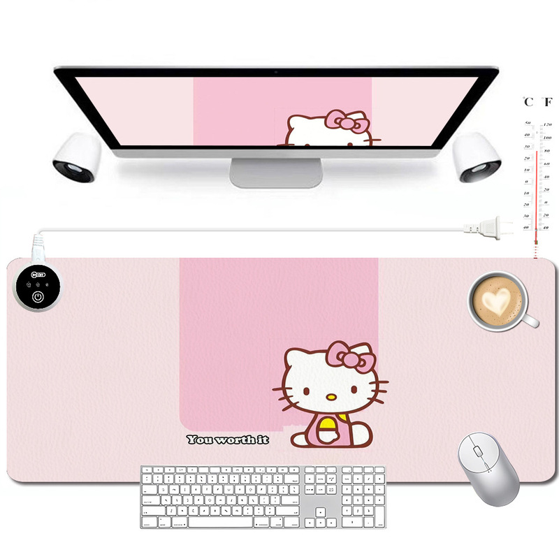 ピンクのかわいい女の子の暖かいテーブルマットの巨大な汚れに強い加熱マウスマットDIY暖かい手の発熱オフィスのテーブルマット|undefined
