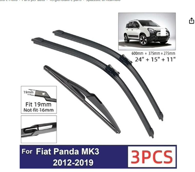 Suitable for Fiat Panda 2012-2019 Front and Rear Wipers 24+15+11 Wipers (Wiper) - fiat-panda-2012-2019-241511