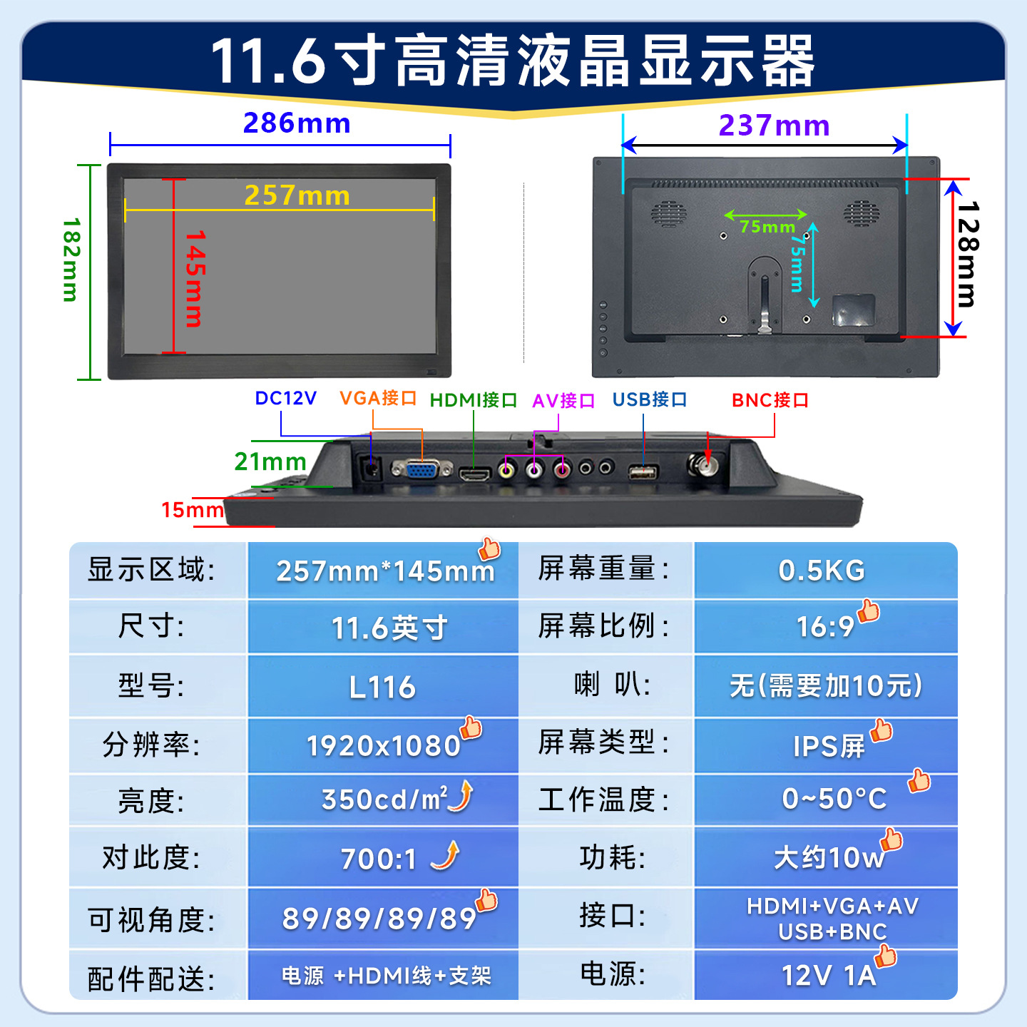 Touch Monitor 7/8/9/10/11/13/15/19/ 21inch Car Monitor Lcd Portable Display
