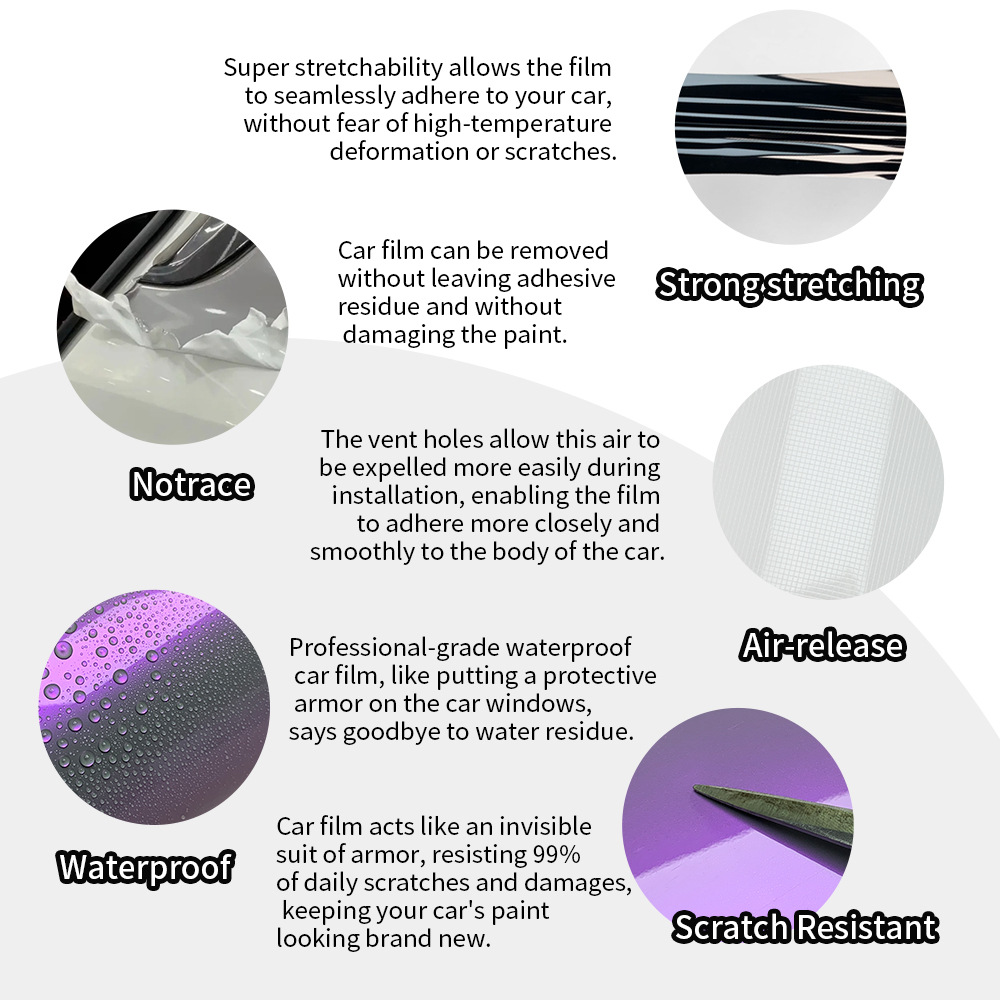 New Pet Two-Color Fantasy Gray and Purple Car Body Color Changing Film Bright Color Changing Sticker Rearview Mirror Sticker