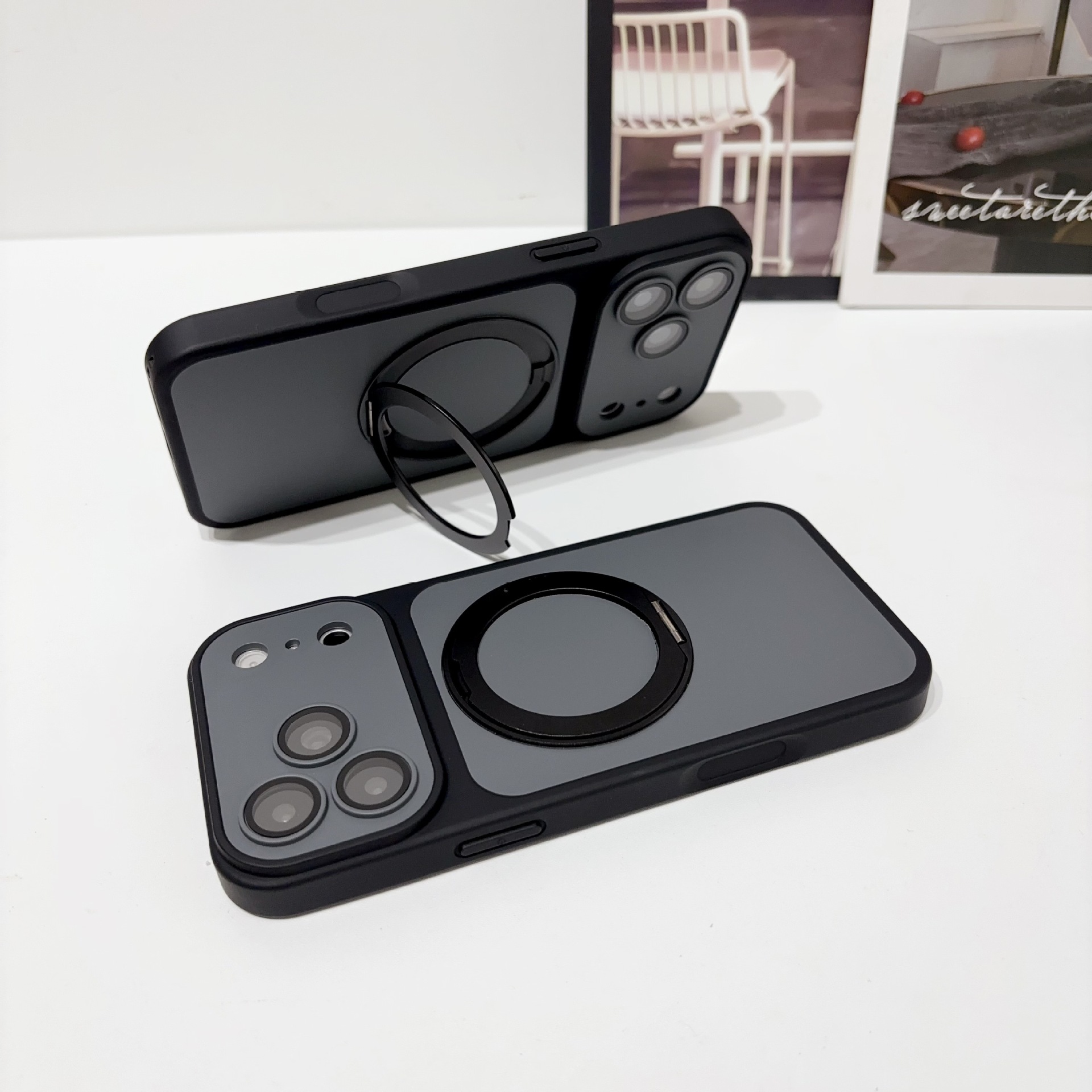 Funda Magnética con Soporte Giratorio para iPhone 18 Pro / 17 / 16 de PC Antigolpes