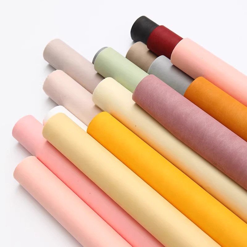 Papel de algodón de color sólido DIY hecho a mano fresco ramo papel de embalaje floristería suministros ramo translúcido forro de flores secas papel de embalaje