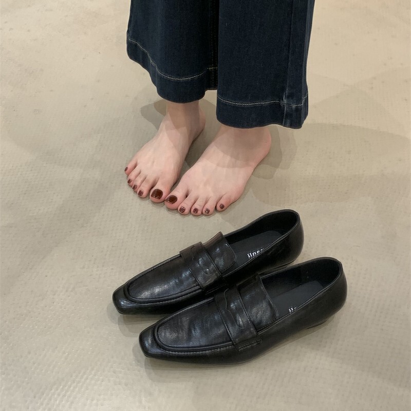 2025年新款小方头低跟女士穆勒鞋百搭气质皮鞋玛丽珍通勤单鞋|undefined