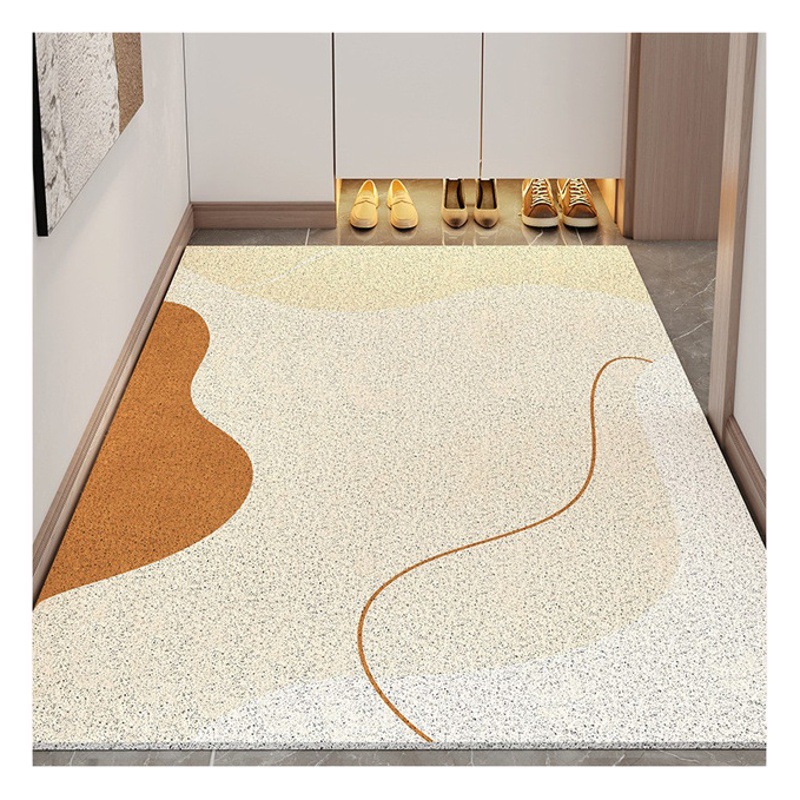 Estera de piso de anillo de seda simple de estilo japonés Líneas geométricas estera de piso de puerta de entrada antideslizante para el hogar estera de pie resistente a las manchas