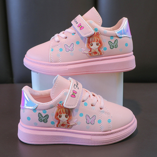 Children's white canvas shoes for girls aged 3-12, student flat casual sports shoes, low-top spring Korean style board shoes