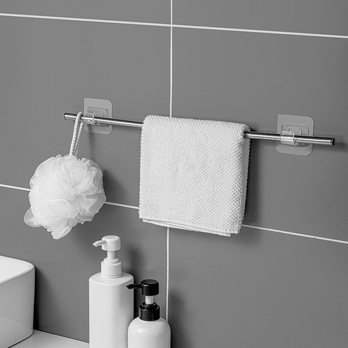 Hole-free adhesive telescopic rod fixed support curtain rod mounting bracket towel rod hook rod holder 4-piece set