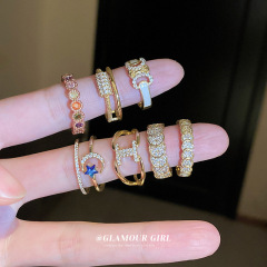 Elegant, minimalist zircon geometric open-ring&mdash;unique, high-end design perfect for everyday wear and versatile enough for both casual commutes and office settings.