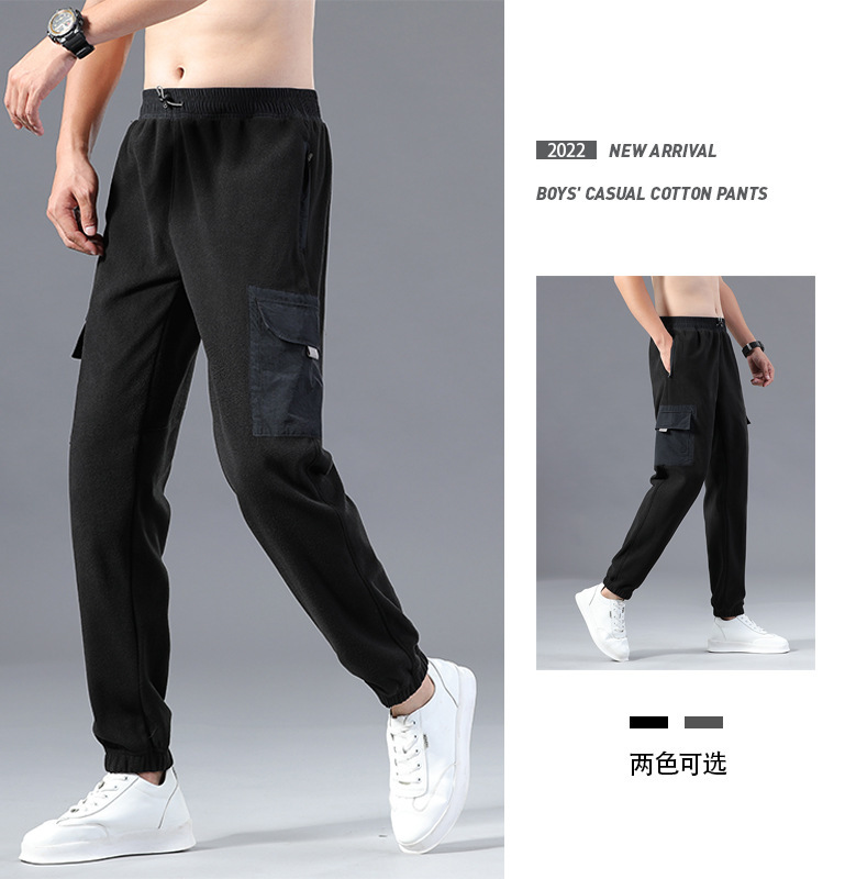 Autumn and winter polar fleece sports pants men's fleece thickened outdoor loose casual straight fitness overalls men's trousers Autumn and winter polar fleece sports pants men's fleece thickened outdoor loose casual straight fitness overalls men's trousers