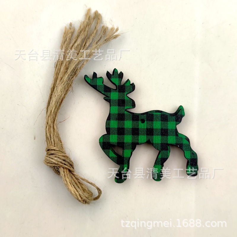 33 modelos de cuadros verdes y negros serie navideña piezas de madera colgante de decoración navideña se pueden combinar libremente 10 piezas en un paquete