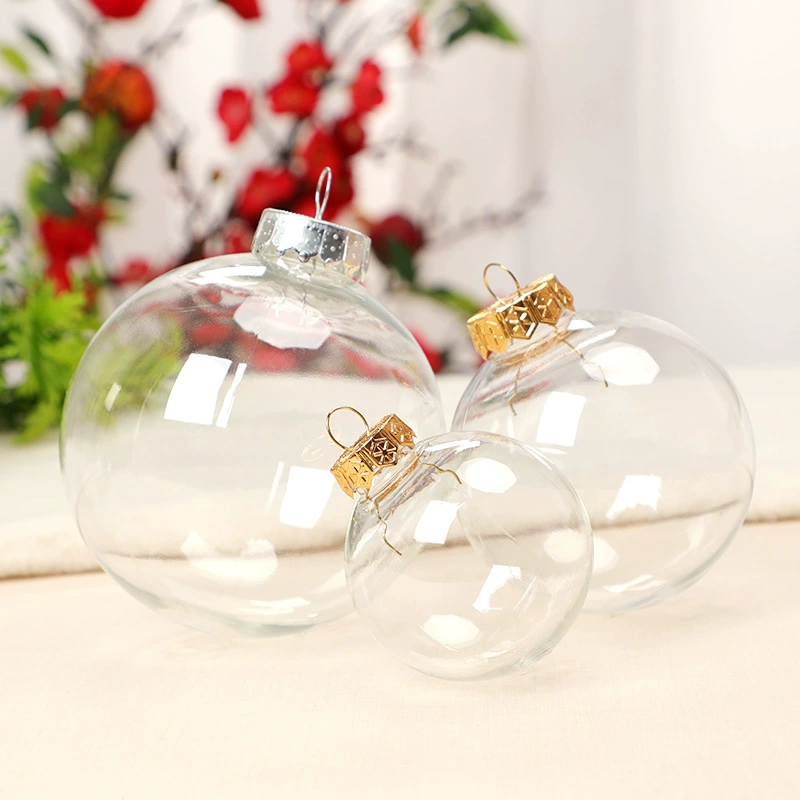 Прозрачный пластиковый шар Christmas bauble, полый refill-орнамент, 6–10 см, серебро/золото/цветные варианты