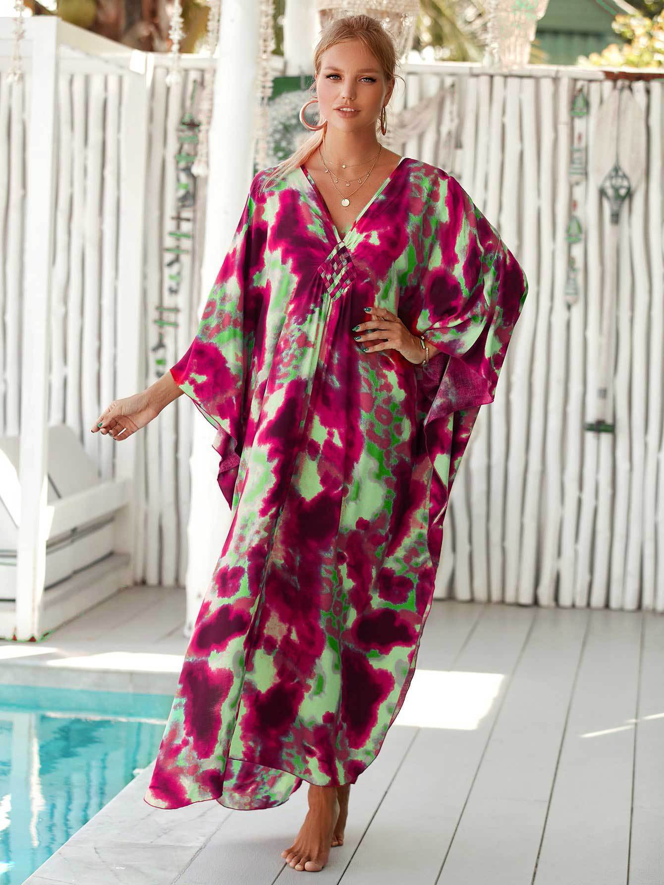 224g Weight Sunscreen Shirt Outerwear Type 3/4 Length Sleeve Sleeve Length Polyester Fabric Type Long Top Length V Neck Neckline Printing, Leopard Pattern Spring&Summer Season Women's Gender Vacation, Beach Style Women's Printing Leopard Vacation Beach Cover Ups 15