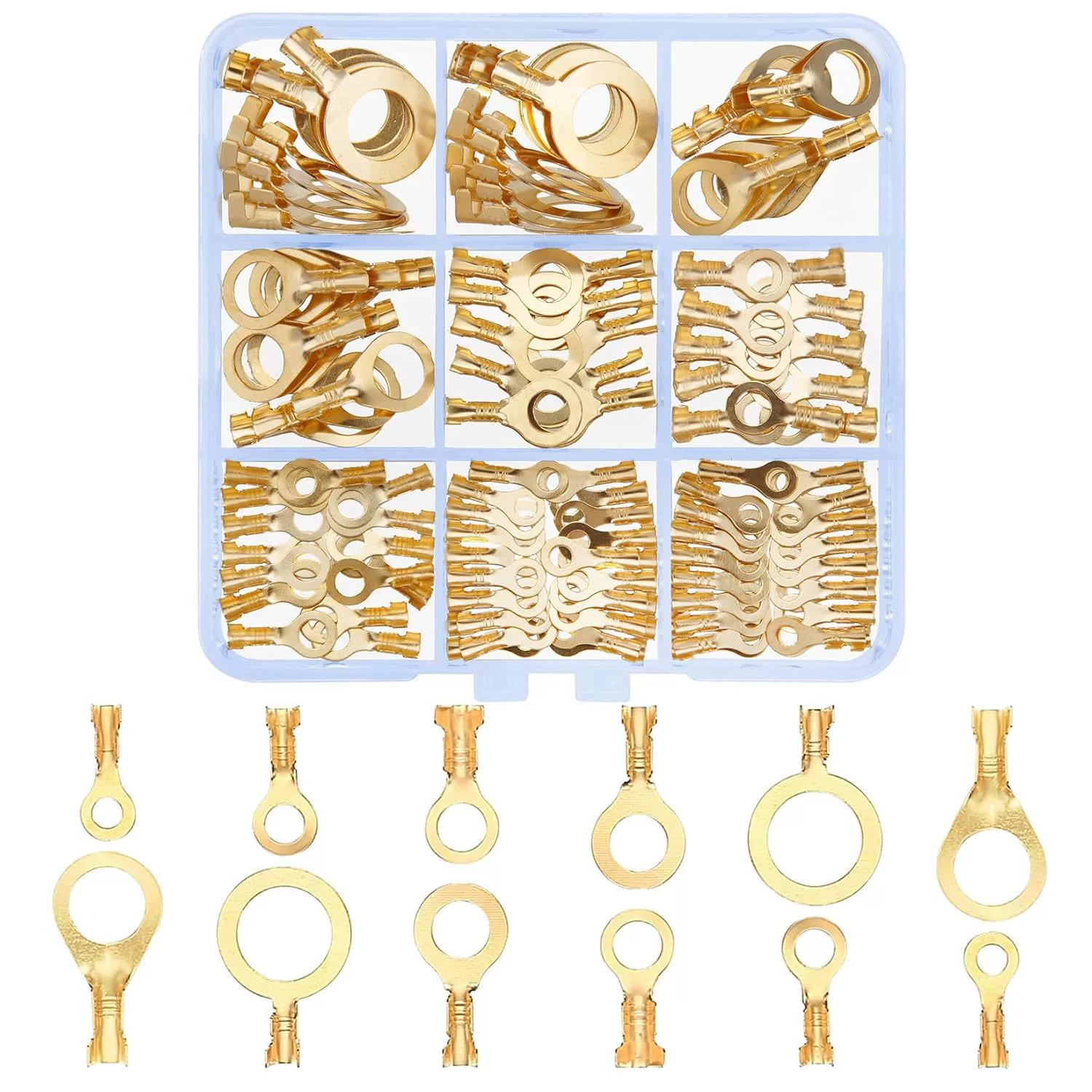 QOOSIKICC 160 Pcs Copper Ring Terminals, M3 \/M4 \/M5 \/M6 \/M8 \ \