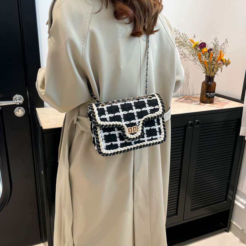 Nueva sensación de alta calidad bolsos de dama de tela de cuadros coreanos bolsos de hombro de moda retro bolsos de cadena