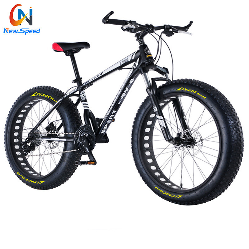 Katta shinli velosiped - qora keng shinli qor mashinasi qum mashinasi tog' velosipedi amortizatorli semiz jonli odam uchun