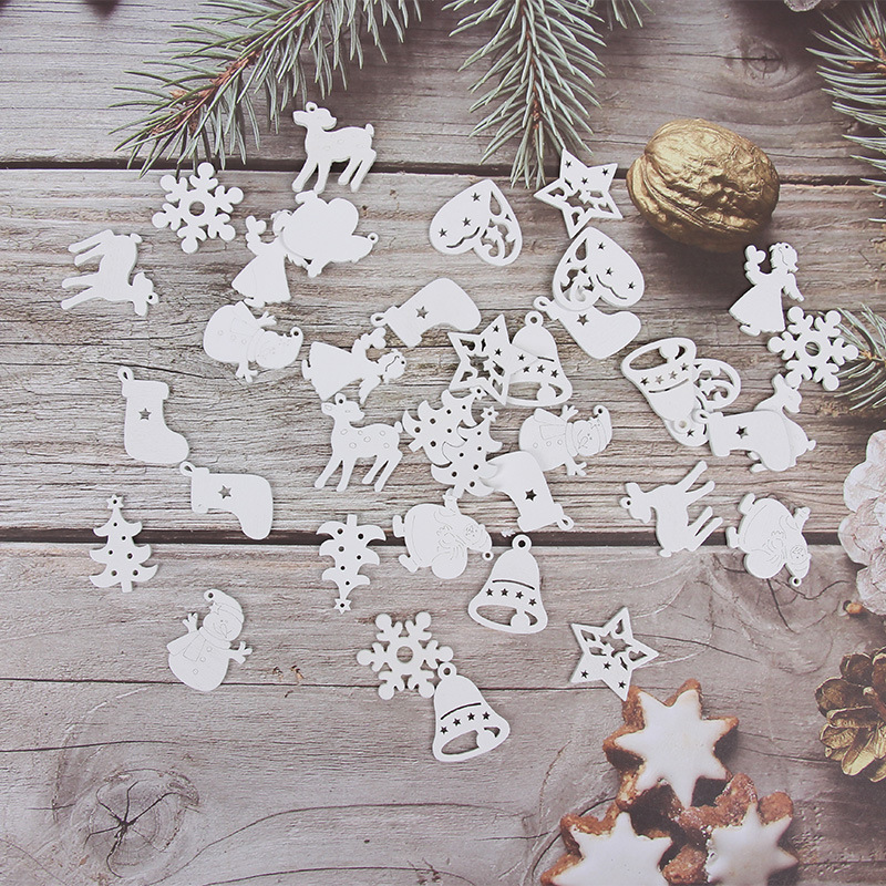 スポット工芸品diy木製クリスマスツリーペンダントホーム装飾ギフトアクセサリークリスマスペンダントカラー木製チップ|undefined
