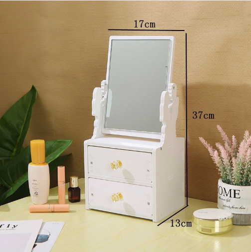 Espejo de maquillaje espejo portátil chica Internet celebridad escritorio vestidor espejo estudiante dormitorio tocador simple espejo con caja de almacenamiento