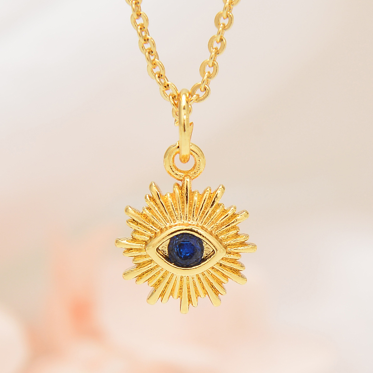 2g Weight Copper Inlay Color Block Rhinestones Pendant Necklace