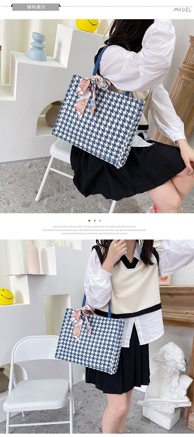 ~ New Korean ins waterproof mini checkered hand-held canvas bag, portable and small square bag for carrying out Specification drawing