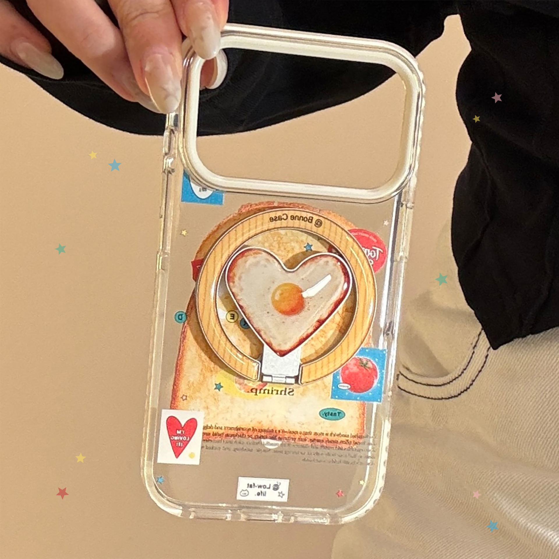 Magnetic Transparent Phone Case With Fried Egg Design For Iphone_voghion.com