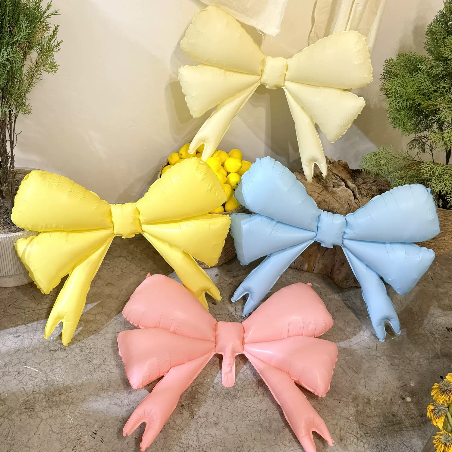 ins风哑光磨砂蝴蝶结气球儿童生日派对店面咖啡店甜橱窗装饰布置