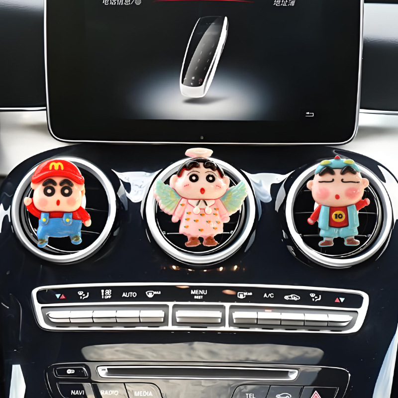 Vehículo de ventilación pequeña cabeza grande pequeña nueva fragancia perfumes de automóviles dibujos animados adornos artículos de decoración artículos de automóviles