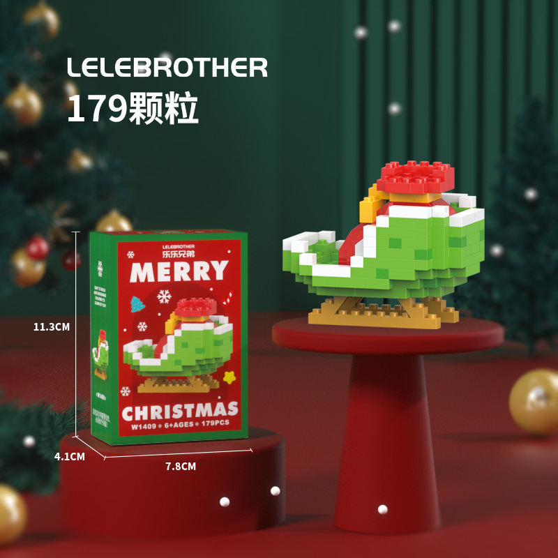 Regalos de Navidad Bloques de construcción Pequeñas partículas Juguetes para niños Papá Noel Muñeco de nieve Árbol de Navidad Puzzle tren